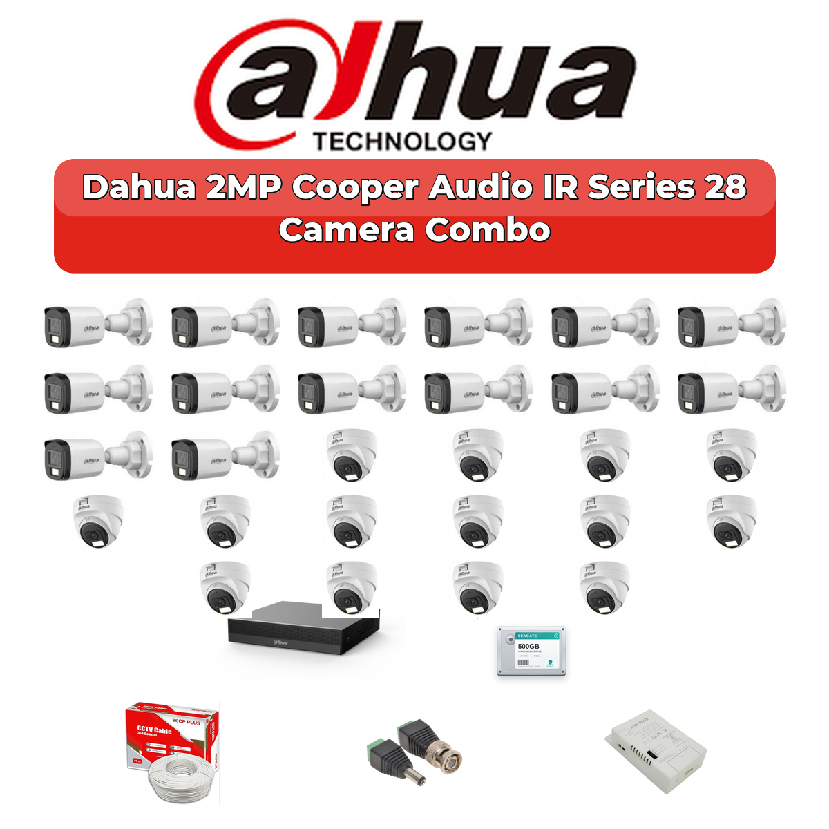 Dahua 28 Camera 2MP HD Combo Kit | Built-in Mic | 32CH XVR | 1ร4TB + 1ร6TB HDD 1 Dahua 28 Camera 2MP HD Combo Kit | Built-in Mic | 32CH XVR | 1ร4TB + 1ร6TB HDD