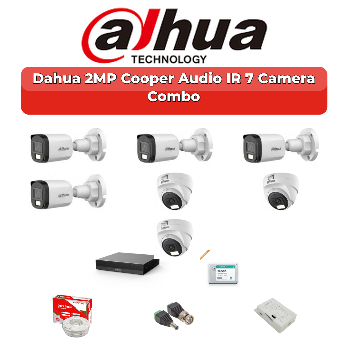 Dahua 7 Camera 2MP HD Combo Kit | Built-in Mic | 8CH XVR | 1TB HDD 1 Dahua 7 Camera 2MP HD Combo Kit | Built-in Mic | 8CH XVR | 1TB HDD