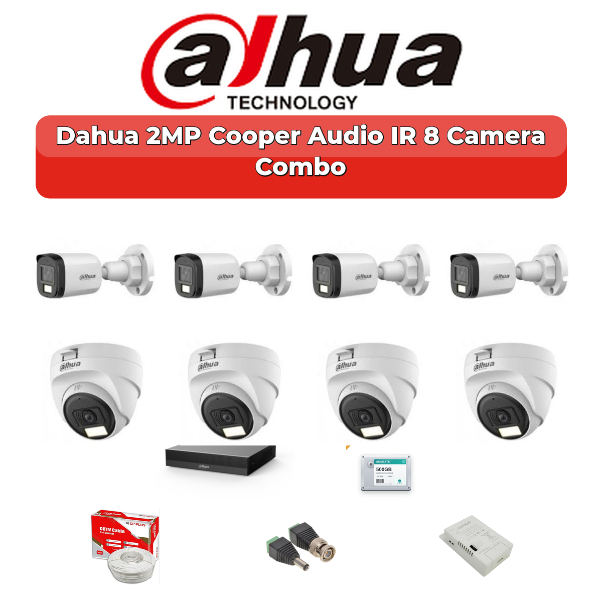 Dahua 8 Camera 2MP HD Combo Kit | Built-in Mic | 8CH XVR | 1TB HDD 1 Dahua 8 Camera 2MP HD Combo Kit | Built-in Mic | 8CH XVR | 1TB HDD