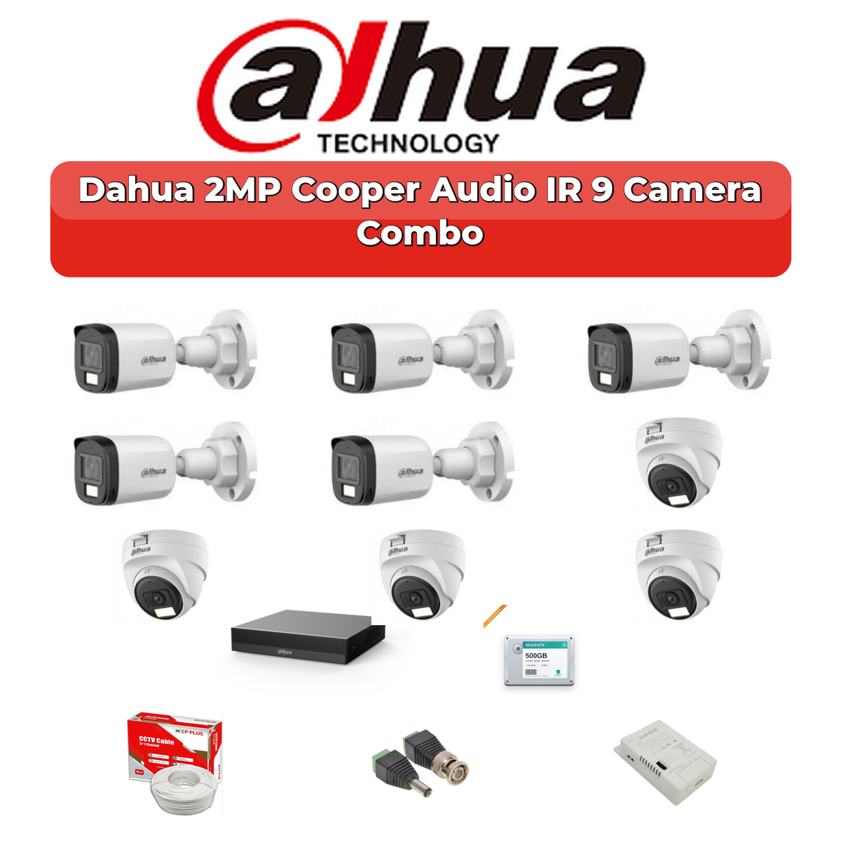 Dahua 9 Camera 2MP HD Combo Kit | Built-in Mic | 16CH XVR | 2TB HDD 1 Dahua 9 Camera 2MP HD Combo Kit | Built-in Mic | 16CH XVR | 2TB HDD