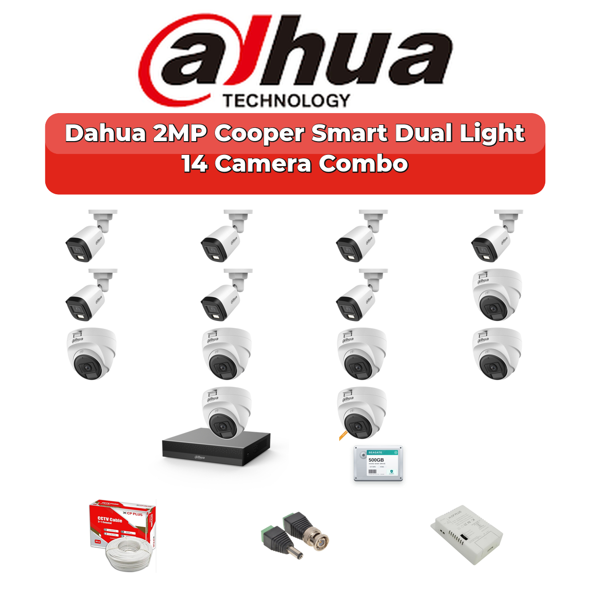 Dahua 14 Camera 2MP HD Combo Kit | Dual Light + Mic | 16CH XVR | 4TB HDD 1 Dahua 14 Camera 2MP HD Combo Kit | Dual Light + Mic | 16CH XVR | 4TB HDD