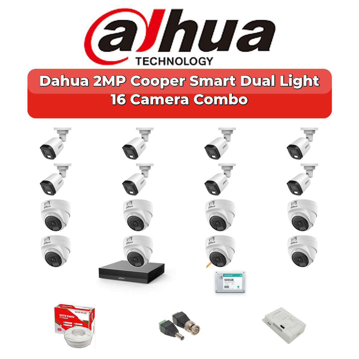 Dahua 16 Camera 2MP HD Combo Kit | Dual Light + Mic | 16CH XVR | 4TB HDD 1 Dahua 16 Camera 2MP HD Combo Kit | Dual Light + Mic | 16CH XVR | 4TB HDD