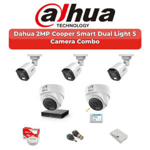Dahua 5 Camera 2MP HD Combo Kit | Dual Light + Mic | 8CH XVR | 500GB HDD