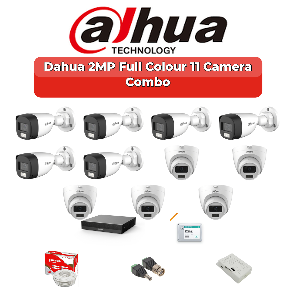 Dahua 11 Camera 2MP HD Combo Kit | Full Colour + Mic | 16CH XVR | 2TB HDD 1 Dahua 11 Camera 2MP HD Combo Kit | Full Colour + Mic | 16CH XVR | 2TB HDD