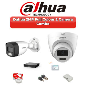 Dahua 2 Camera 2MP HD Combo Kit | Full Colour + Mic | 4CH XVR | 500GB HDD