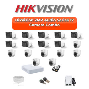 Hikvision 17 Camera 2MP HD CCTV Combo Kit | Audio IR | 32CH XVR / DVR | 1×4TB + 1×2TB HDD
