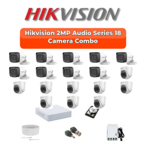 Hikvision 18 Camera 2MP HD CCTV Combo Kit | Audio IR | 32CH XVR / DVR | 1×4TB + 1×2TB HDD