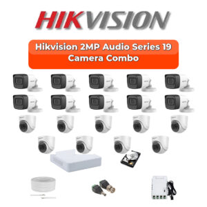 Hikvision 19 Camera 2MP HD CCTV Combo Kit | Audio IR | 32CH XVR / DVR | 1×4TB + 1×2TB HDD