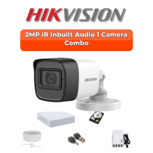 Hikvision 2MP Audio 1-Camera HD CCTV Combo Kit | Built-in Mic | 4-Channel DVR | 500GB | 20m Night Vision | DS-2CE16D0T-ITPFS-1-COMBO