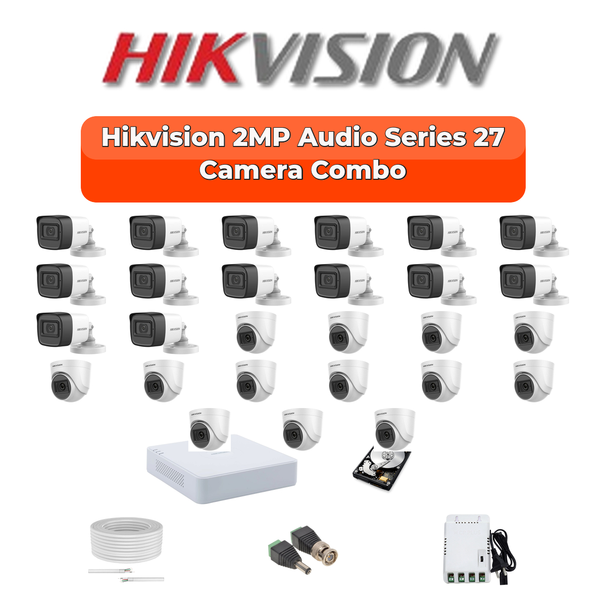 Hikvision 27 Camera 2MP HD CCTV Combo Kit | Audio IR | 32CH XVR / DVR | 1ร4TB + 1ร6TB HDD 1 Hikvision 27 Camera 2MP HD CCTV Combo Kit | Audio IR | 32CH XVR / DVR | 1ร4TB + 1ร6TB HDD