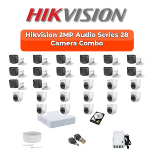 Hikvision 28 Camera 2MP HD CCTV Combo Kit | Audio IR | 32CH XVR / DVR | 1×4TB + 1×6TB HDD