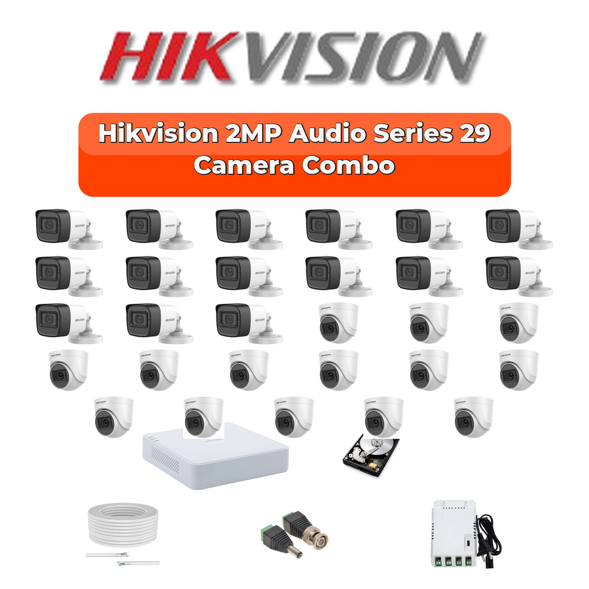 Hikvision 29 Camera 2MP HD CCTV Combo Kit | Audio IR | 32CH XVR / DVR | 2ร6TB HDD 1 Hikvision 29 Camera 2MP HD CCTV Combo Kit | Audio IR | 32CH XVR / DVR | 2ร6TB HDD