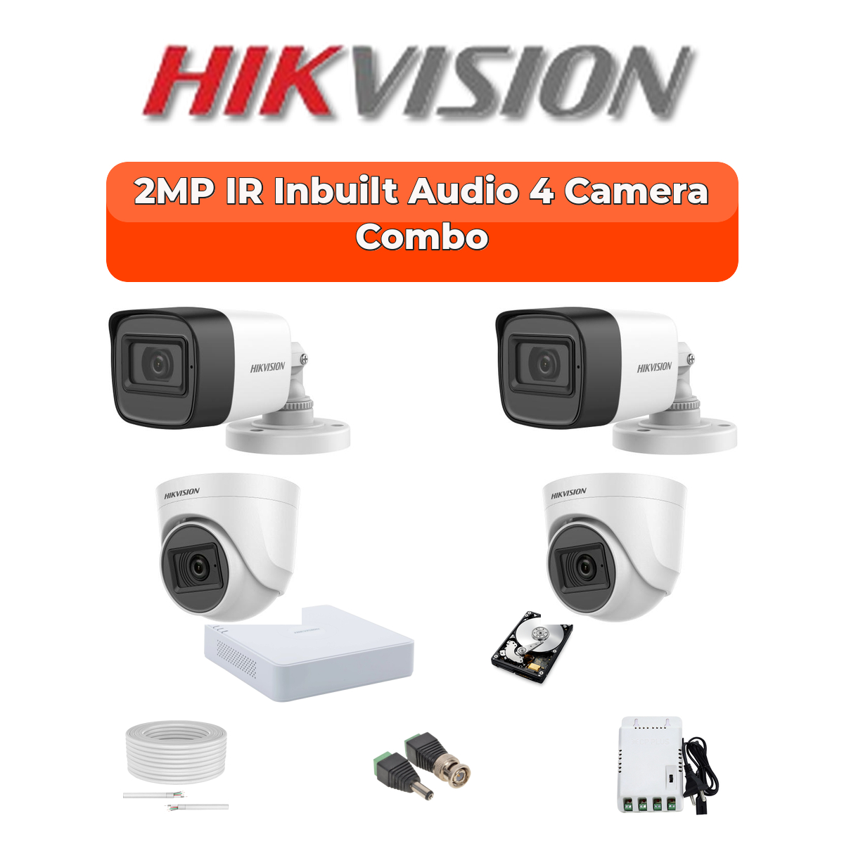 Hikvision 2MP Audio 4-Cameras HD CCTV Combo Kit | Built-in Mic | 4-Channel DVR | 500GB | 20m Night Vision | DS-2CE16D0T-ITPFS-4-COMBO 1 Hikvision 2MP Audio 4-Cameras HD CCTV Combo Kit | Built-in Mic | 4-Channel DVR | 500GB | 20m Night Vision | DS-2CE16D0T-ITPFS-4-COMBO