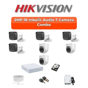 Hikvision 2MP Audio 7-Cameras HD CCTV Combo Kit | Built-in Mic | 8-Channel DVR | 1TB | 20m Night Vision | DS-2CE16D0T-ITPFS-7-COMBO