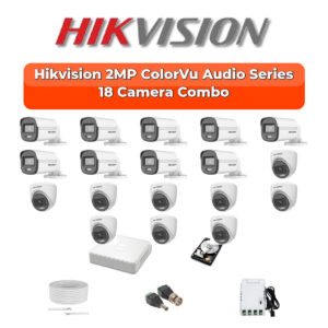 Hikvision 18 Camera 2MP HD CCTV Combo Kit | ColorVu + Mic | 32CH XVR / DVR | 1×4TB + 1×2TB HDD