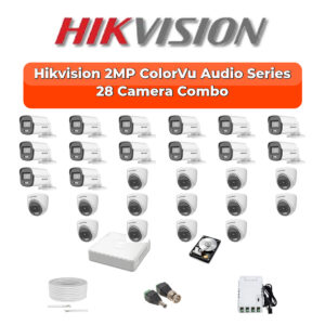 Hikvision 28 Camera 2MP HD CCTV Combo Kit | ColorVu + Mic | 32CH XVR / DVR | 1×4TB + 1×6TB HDD