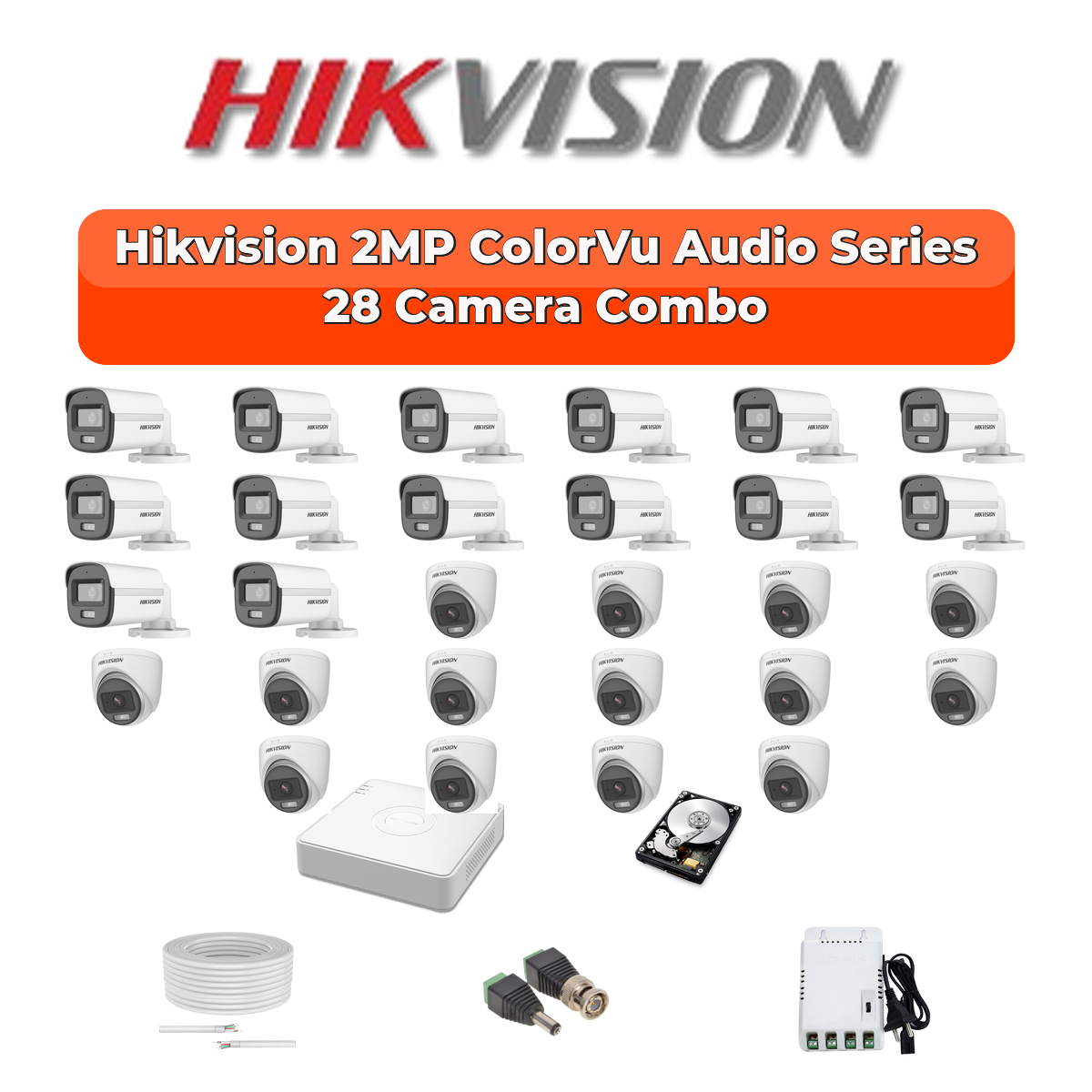 Hikvision 28 Camera 2MP HD CCTV Combo Kit | ColorVu + Mic | 32CH XVR / DVR | 1ร4TB + 1ร6TB HDD 1 Hikvision 28 Camera 2MP HD CCTV Combo Kit | ColorVu + Mic | 32CH XVR / DVR | 1ร4TB + 1ร6TB HDD