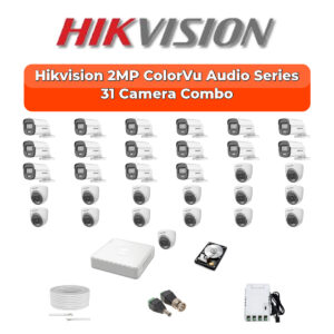 Hikvision 31 Camera 2MP HD CCTV Combo Kit | ColorVu + Mic | 32CH XVR / DVR | 2×6TB HDD