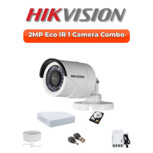 Hikvision 2MP ECO 1-Camera HD CCTV Combo Kit | 4-Channel DVR | 500GB | 20m Night Vision | DS-2CE1AD0T-ITP/ECO-1-COMBO