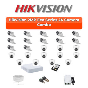 Hikvision 24 Camera 2MP HD CCTV Combo Kit | ECO Smart IR | 32CH XVR / DVR | 2×4TB HDD