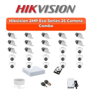 Hikvision 25 Camera 2MP HD CCTV Combo Kit | ECO Smart IR | 32CH XVR / DVR | 1×4TB + 1×6TB HDD