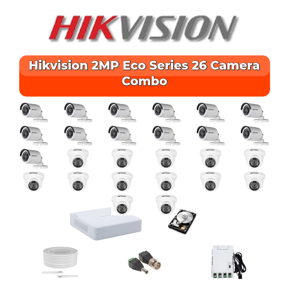 Hikvision 26 Camera 2MP HD CCTV Combo Kit | ECO Smart IR | 32CH XVR / DVR | 1ร4TB + 1ร6TB HDD 1 Hikvision 26 Camera 2MP HD CCTV Combo Kit | ECO Smart IR | 32CH XVR / DVR | 1ร4TB + 1ร6TB HDD