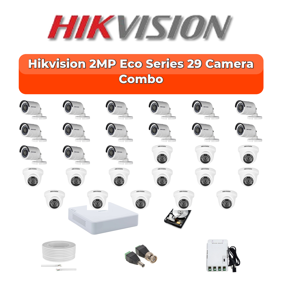 Hikvision 29 Camera 2MP HD CCTV Combo Kit | ECO Smart IR | 32CH XVR / DVR | 2×6TB HDD 1 Hikvision 29 Camera 2MP HD CCTV Combo Kit | ECO Smart IR | 32CH XVR / DVR | 2×6TB HDD