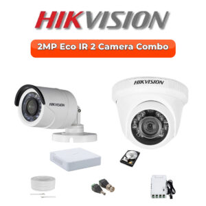 Hikvision 2MP ECO 2-Cameras HD CCTV Combo Kit | 4-Channel DVR | 500GB | 20m Night Vision | DS-2CE1AD0T-ITP/ECO-2-COMBO