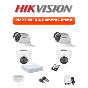 Hikvision 2MP ECO 4-Cameras HD CCTV Combo Kit | 4-Channel DVR | 500GB | 20m Night Vision | DS-2CE1AD0T-ITP/ECO-4-COMBO