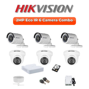 Hikvision 2MP ECO 6-Cameras HD CCTV Combo Kit | 8-Channel DVR | 500GB | 20m Night Vision | DS-2CE1AD0T-ITP/ECO-6-COMBO