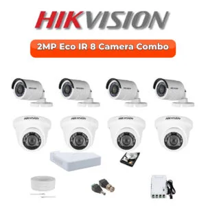 Hikvision 2MP ECO 8-Cameras HD CCTV Combo Kit | 8-Channel DVR | 1TB | 20m Night Vision | DS-2CE1AD0T-ITP/ECO-8-COMBO
