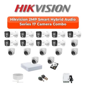 Hikvision 17 Camera 2MP HD CCTV Combo Kit | Smart Hybrid Light + Mic | 32CH XVR / DVR | 1×4TB + 1×2TB HDD