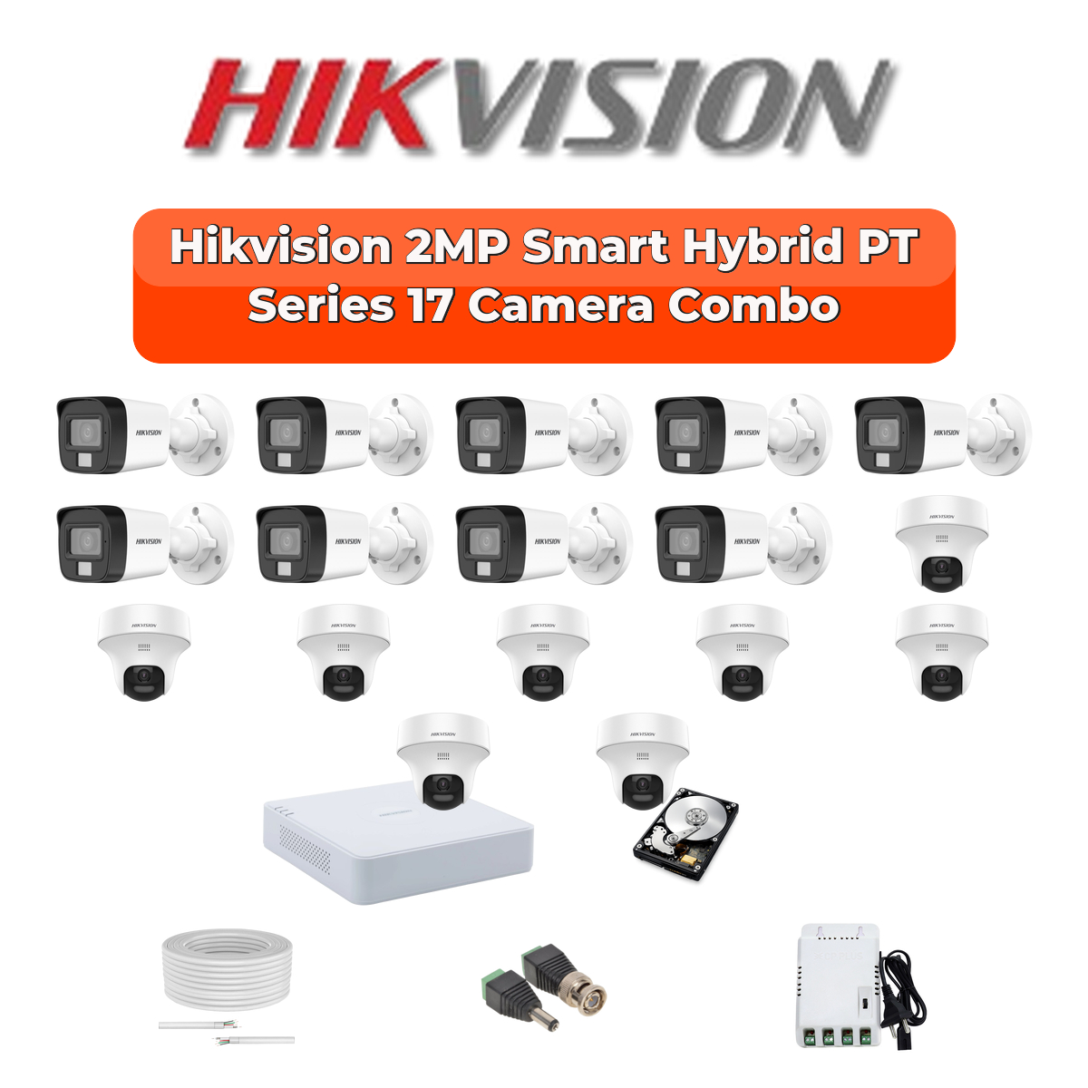 Hikvision 17 Camera 2MP HD CCTV Combo Kit | Two-Way Audio + Hybrid Light | 32CH XVR / DVR | 1×4TB + 1×2TB HDD 1 Hikvision 17 Camera 2MP HD CCTV Combo Kit | Two-Way Audio + Hybrid Light | 32CH XVR / DVR | 1×4TB + 1×2TB HDD