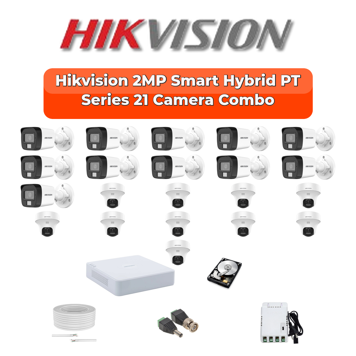 Hikvision 21 Camera 2MP HD CCTV Combo Kit | Two-Way Audio + Hybrid Light | 32CH XVR / DVR | 2ร4TB HDD 1 Hikvision 21 Camera 2MP HD CCTV Combo Kit | Two-Way Audio + Hybrid Light | 32CH XVR / DVR | 2ร4TB HDD