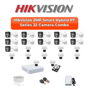Hikvision 22 Camera 2MP HD CCTV Combo Kit | Two-Way Audio + Hybrid Light | 32CH XVR / DVR | 2×4TB HDD