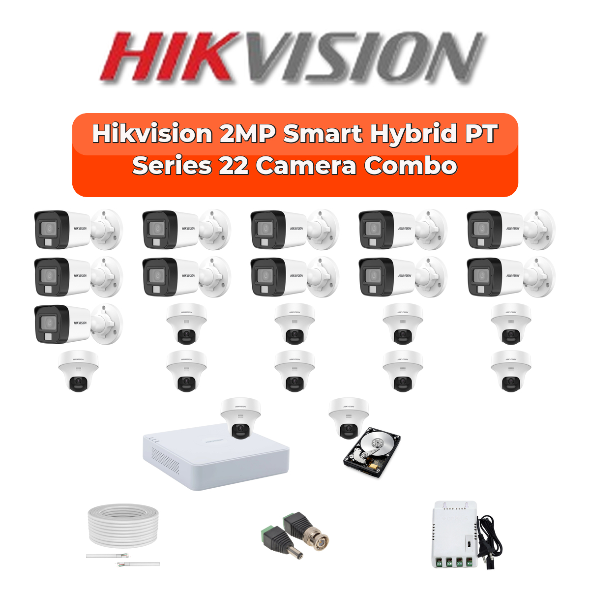 Hikvision 22 Camera 2MP HD CCTV Combo Kit | Two-Way Audio + Hybrid Light | 32CH XVR / DVR | 2ร4TB HDD 1 Hikvision 22 Camera 2MP HD CCTV Combo Kit | Two-Way Audio + Hybrid Light | 32CH XVR / DVR | 2ร4TB HDD