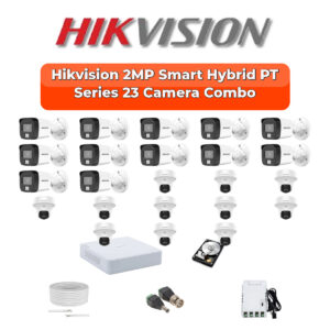 Hikvision 23 Camera 2MP HD CCTV Combo Kit | Two-Way Audio + Hybrid Light | 32CH XVR / DVR | 2×4TB HDD