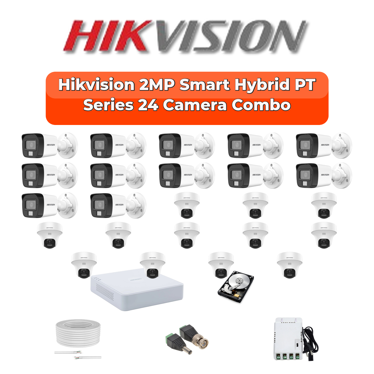 Hikvision 24 Camera 2MP HD CCTV Combo Kit | Two-Way Audio + Hybrid Light | 32CH XVR / DVR | 2ร4TB HDD 1 Hikvision 24 Camera 2MP HD CCTV Combo Kit | Two-Way Audio + Hybrid Light | 32CH XVR / DVR | 2ร4TB HDD