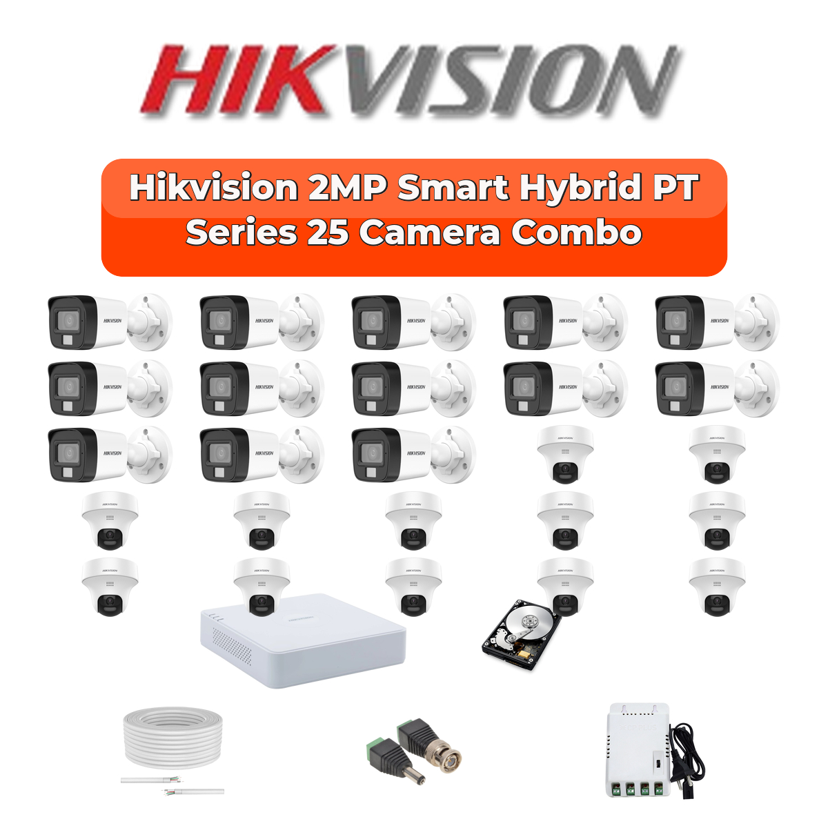 Hikvision 25 Camera 2MP HD CCTV Combo Kit | Two-Way Audio + Hybrid Light | 32CH XVR / DVR | 1×4TB + 1×6TB HDD 1 Hikvision 25 Camera 2MP HD CCTV Combo Kit | Two-Way Audio + Hybrid Light | 32CH XVR / DVR | 1×4TB + 1×6TB HDD