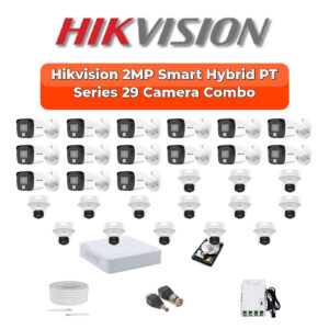 Hikvision 29 Camera 2MP HD CCTV Combo Kit | Two-Way Audio + Hybrid Light | 32CH XVR / DVR | 2×6TB HDD