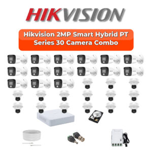 Hikvision 30 Camera 2MP HD CCTV Combo Kit | Two-Way Audio + Hybrid Light | 32CH XVR / DVR | 2×6TB HDD