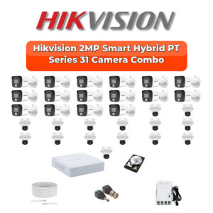 Hikvision 31 Camera 2MP HD CCTV Combo Kit | Two-Way Audio + Hybrid Light | 32CH XVR / DVR | 2×6TB HDD