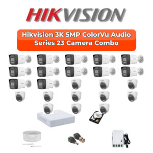 Hikvision 23 Camera 3K HD CCTV Combo Kit | 3K ColorVu + Mic | 32CH XVR / DVR | 2×4TB HDD