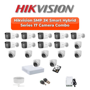 Hikvision 17 Camera 3K HD CCTV Combo Kit | 3K Smart Hybrid Light + Mic | 32CH XVR / DVR | 1×4TB + 1×2TB HDD