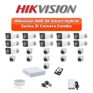 Hikvision 21 Camera 3K HD CCTV Combo Kit | 3K Smart Hybrid Light + Mic | 32CH XVR / DVR | 2×4TB HDD
