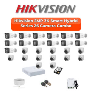 Hikvision 26 Camera 3K HD CCTV Combo Kit | 3K Smart Hybrid Light + Mic | 32CH XVR / DVR | 1×4TB + 1×6TB HDD