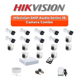 Hikvision 18 Camera 5MP HD CCTV Combo Kit | Audio IR | 32CH XVR / DVR | 1×4TB + 1×2TB HDD