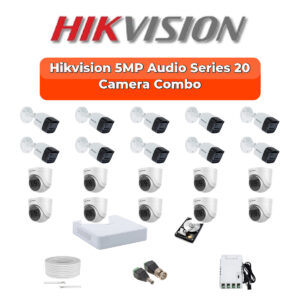Hikvision 20 Camera 5MP HD CCTV Combo Kit | Audio IR | 32CH XVR / DVR | 1×4TB + 1×2TB HDD