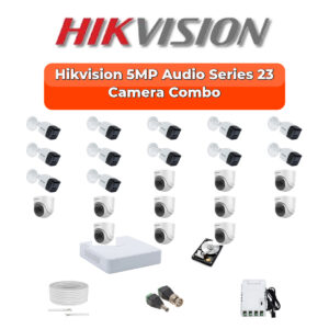 Hikvision 23 Camera 5MP HD CCTV Combo Kit | Audio IR | 32CH XVR / DVR | 2×4TB HDD