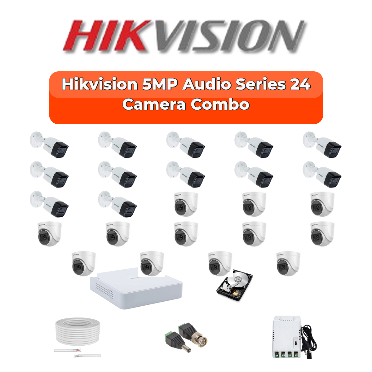 Hikvision 24 Camera 5MP HD CCTV Combo Kit | Audio IR | 32CH XVR / DVR | 2ร4TB HDD 1 Hikvision 24 Camera 5MP HD CCTV Combo Kit | Audio IR | 32CH XVR / DVR | 2ร4TB HDD